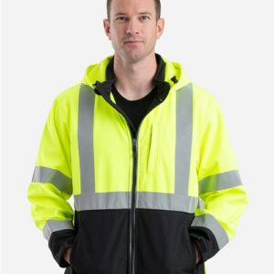 Berne Apparel HVJS206 - Men's Hi-Vis Class 3 Hooded Soft Shell Jacket