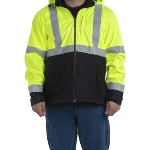 Berne Apparel HVJS206T - Men's Tall Hi-Vis Class 3 Hooded Soft Shell Jacket
