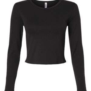 American Apparel Women's Baby Rib Long Sleeve Cropped Tee