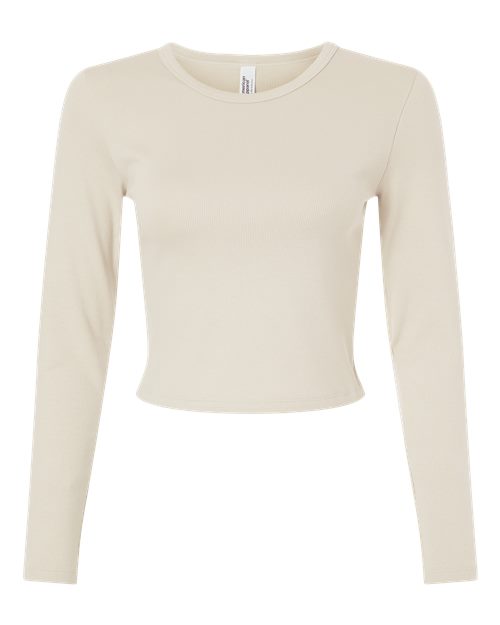 American Apparel Women's Baby Rib Long Sleeve Cropped Tee - Image 3
