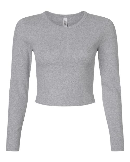 American Apparel Women's Baby Rib Long Sleeve Cropped Tee - Image 4