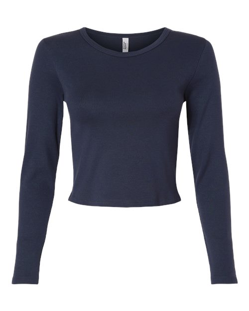 American Apparel Women's Baby Rib Long Sleeve Cropped Tee - Image 5