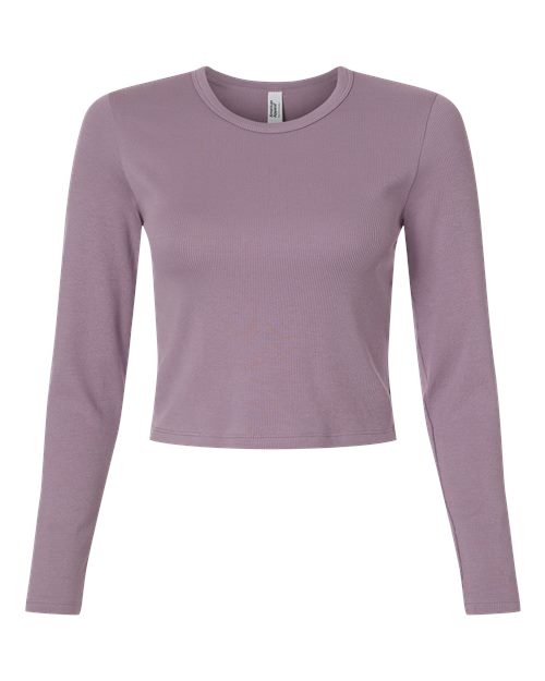 American Apparel Women's Baby Rib Long Sleeve Cropped Tee - Image 6