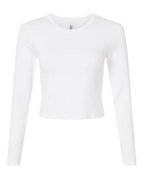 American Apparel Women's Baby Rib Long Sleeve Cropped Tee - Image 7