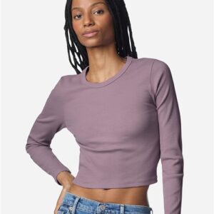 American Apparel BR2107 - Women's Baby Rib Long Sleeve Cropped Tee