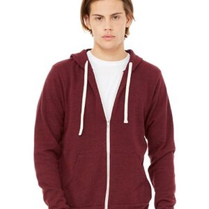 BELLA + CANVAS Unisex Triblend Sponge Fleece Full-Zip Hoodie Sweatshirt