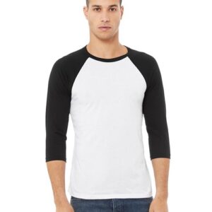 BELLA + CANVAS Unisex Three-Quarter Sleeve Baseball Tee