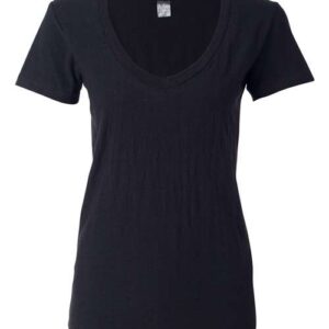 J. America Women's V-Neck Slub T-Shirt