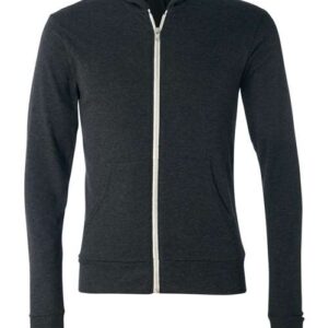 BELLA + CANVAS Unisex Triblend Lightweight Full-Zip Hooded Long Sleeve Tee