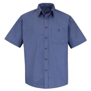 Red Kap Men's Mini-Plaid Uniform Short Sleeve Shirt