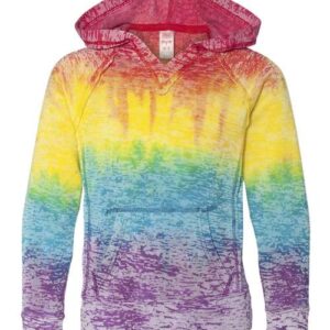 MV Sport Girls’ Courtney Burnout V-Notch Hooded Sweatshirt