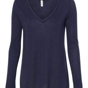 BELLA + CANVAS Women's Flowy Long Sleeve V-Neck Tee