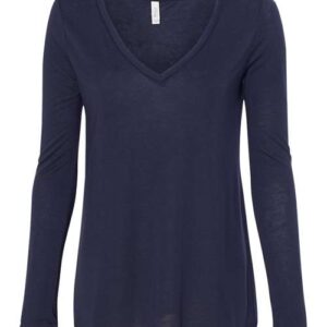 BELLA + CANVAS Women's Flowy Long Sleeve V-Neck Tee