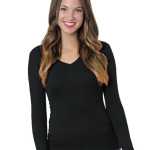 Bayside Women's USA-Made Deep V-Neck Long Sleeve T-Shirt