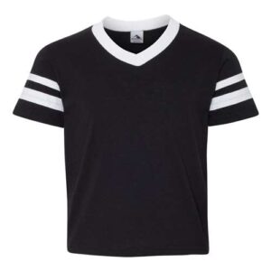 Augusta Sportswear Youth V-Neck Jersey with Striped Sleeves