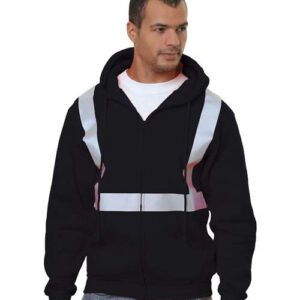 Bayside Men's USA-Made Hi-Visibility Full-Zip Hooded Sweatshirt