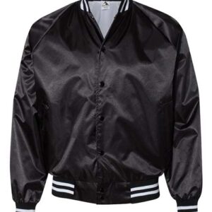 Augusta Sportswear Unisex Satin Baseball Jacket Striped Trim