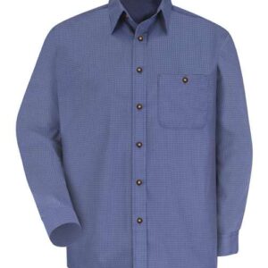 Red Kap Men's Mini-Plaid Uniform Long Sleeve Shirt