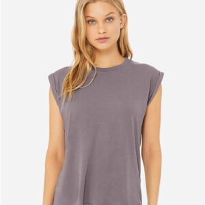 BELLA + CANVAS Women’s Flowy Rolled Cuffs Muscle Tee