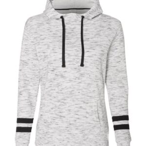 J. America Women’s Mélange Fleece Striped-Sleeve Hooded Sweatshirt