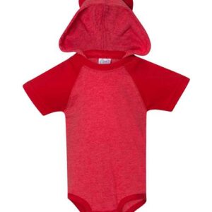 Rabbit Skins Infant Fine Jersey Raglan Bodysuit with Hood & Ears