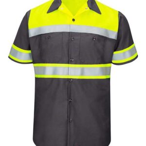 Red Kap Men's Tall Hi-Visibility Colorblock Ripstop Short Sleeve Work Shirt