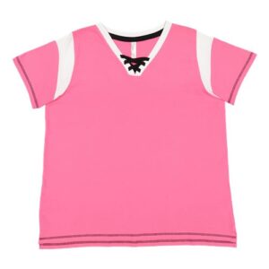 LAT Women's Curvy Lace Up Fine Jersey Tee