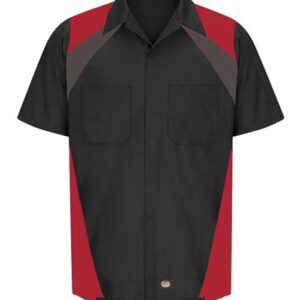 Red Kap Men's Tri-Color Short Sleeve Shop Shirt