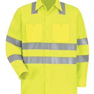 Red Kap Men's High Visibility Safety Long Sleeve Work Shirt