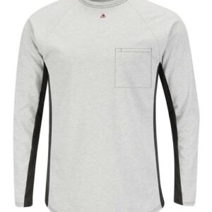 Bulwark Men's Long Sleeve FR Two-Tone Base Layer with Concealed Chest Pocket - EXCEL FR