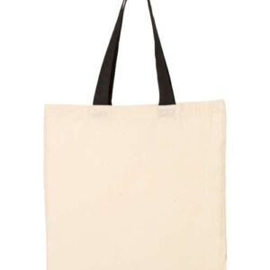 Q-Tees Economical Tote with Contrast-Color Handles