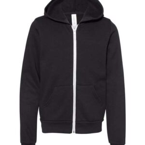 BELLA + CANVAS Youth Sponge Fleece Full-Zip Hoodie Sweatshirt