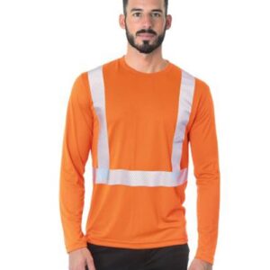 Bayside 3740 - Unisex USA-Made Hi-Visibility Long Sleeve Performance T-Shirt - Segmented Tape