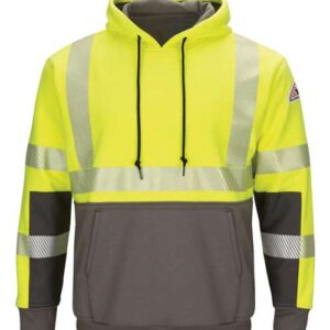 Bulwark Men's Hi-Visibility Color-Blocked Hooded Sweatshirt