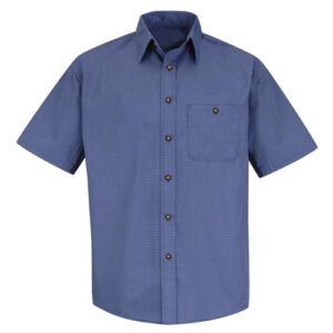 Red Kap Men's Tall Mini-Plaid Uniform Short Sleeve Shirt