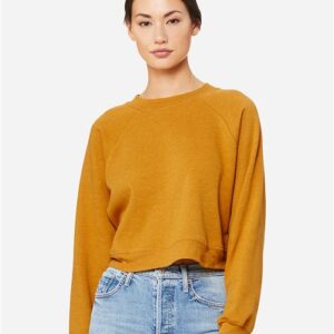BELLA + CANVAS 7505 - Women's Crop Raglan Fleece Crewneck Sweatshirt