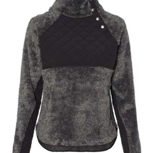 Boxercraft Women's Quilted Fuzzy Fleece Snap Placket Pullover