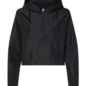 Independent Trading Co. Women's Lightweight Quarter-Zip Pullover Crop Windbreaker