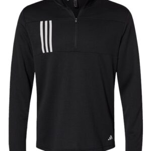 Adidas Men's 3-Stripes Double-Knit Quarter-Zip Pullover