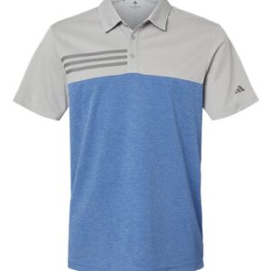 Adidas Men's Heathered Colorblocked 3-Stripes Polo