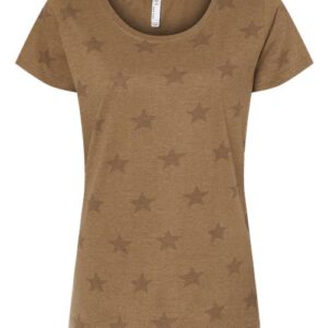 Code Five Women's Star Print Scoop Neck Tee