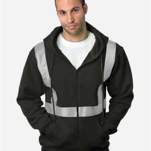 Bayside USA-Made Hi-Visibility Full-Zip Hooded Sweatshirt - Segmented Tape