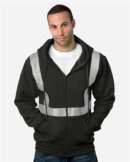 Bayside USA-Made Hi-Visibility Full-Zip Hooded Sweatshirt - Segmented Tape