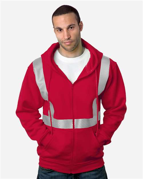 Bayside USA-Made Hi-Visibility Full-Zip Hooded Sweatshirt - Segmented Tape - Image 3