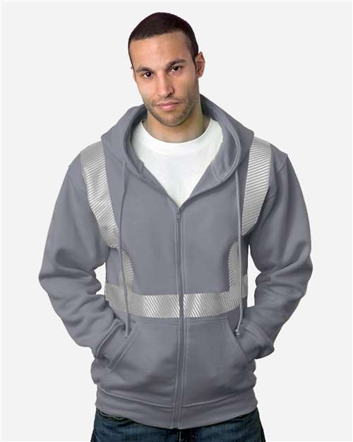 Bayside USA-Made Hi-Visibility Full-Zip Hooded Sweatshirt - Segmented Tape - Image 4