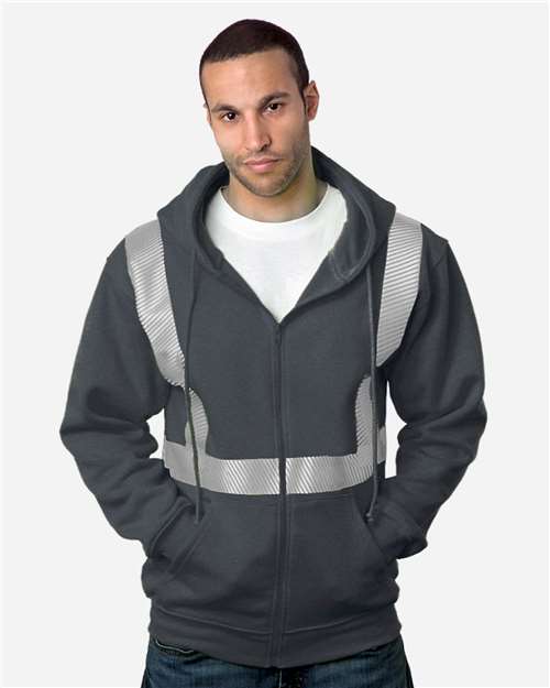 Bayside USA-Made Hi-Visibility Full-Zip Hooded Sweatshirt - Segmented Tape - Image 5