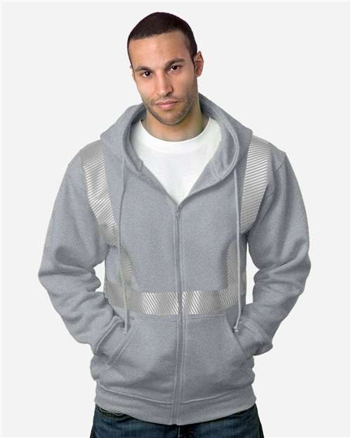 Bayside USA-Made Hi-Visibility Full-Zip Hooded Sweatshirt - Segmented Tape - Image 6