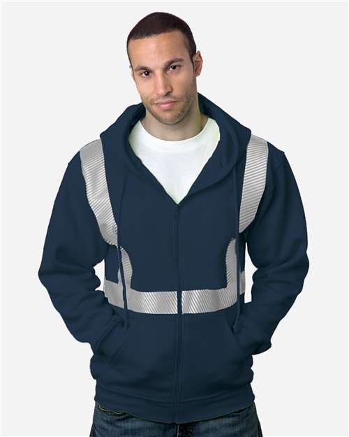Bayside USA-Made Hi-Visibility Full-Zip Hooded Sweatshirt - Segmented Tape - Image 9