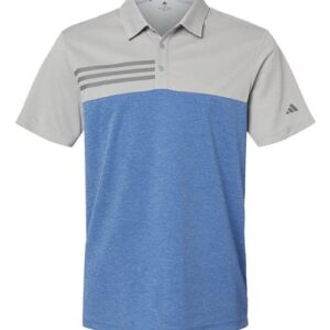 Adidas Men's Heathered Colorblocked 3-Stripes Polo