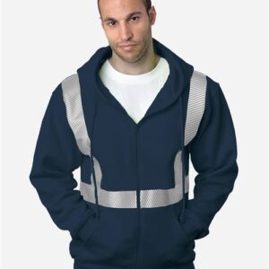 Bayside 3737 - USA-Made Hi-Visibility Full-Zip Hooded Sweatshirt - Segmented Tape